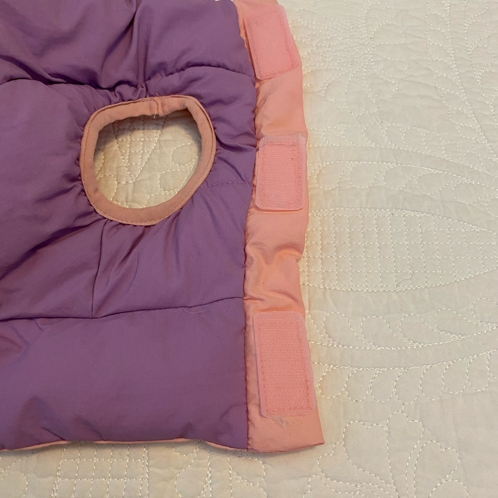 Purple and Pink Puffer Jacket for dogs with a Pull String and Slot For Leash. - Picture 5 of 10